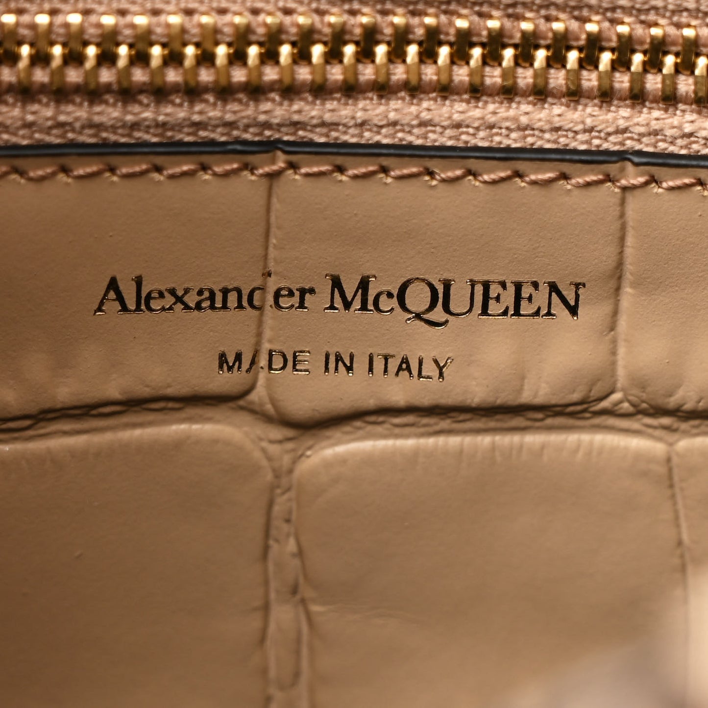 Calfskin Crocodile Embossed Mini Shopper Beige