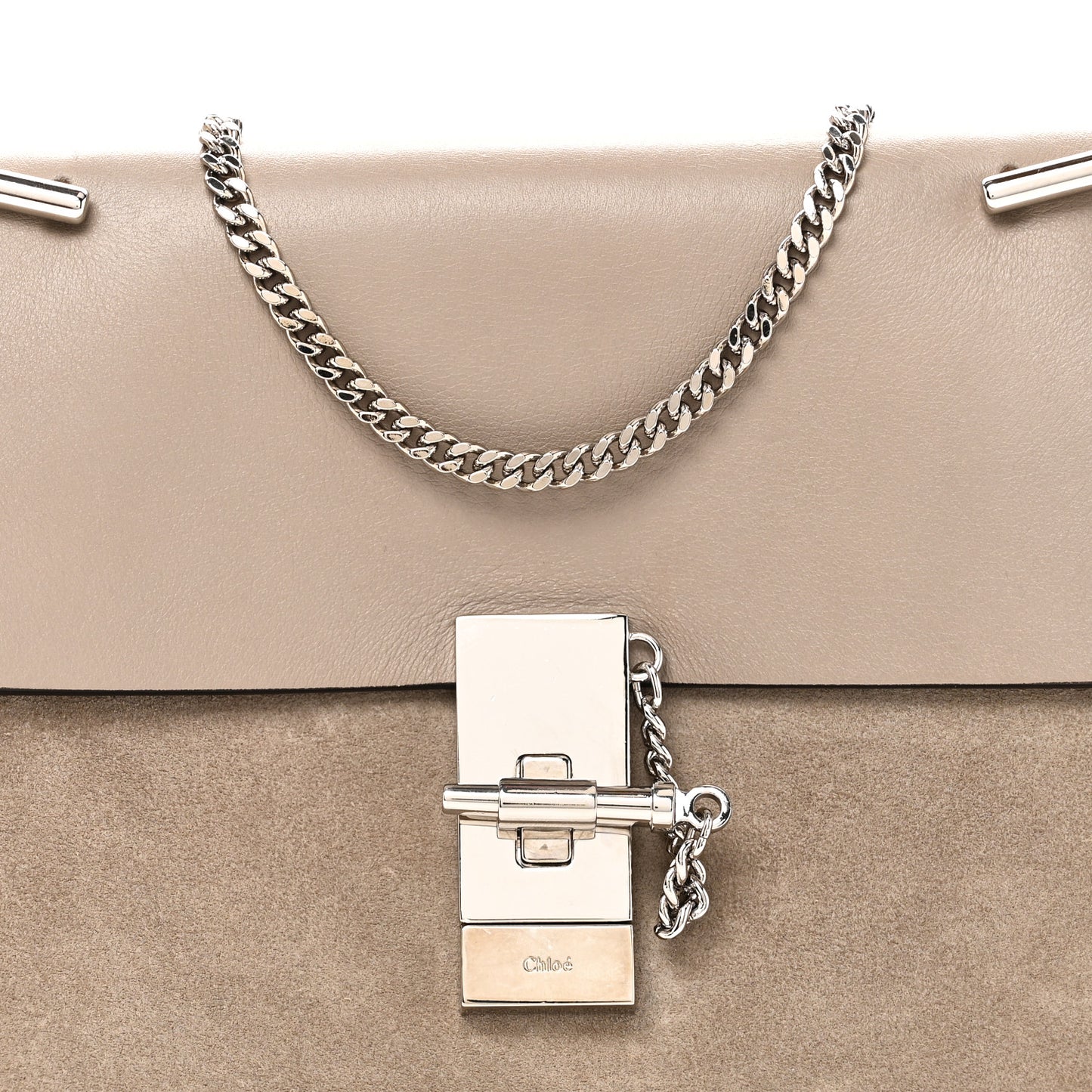 Suede Smooth Calfskin Drew Shoulder Bag Motty Grey
