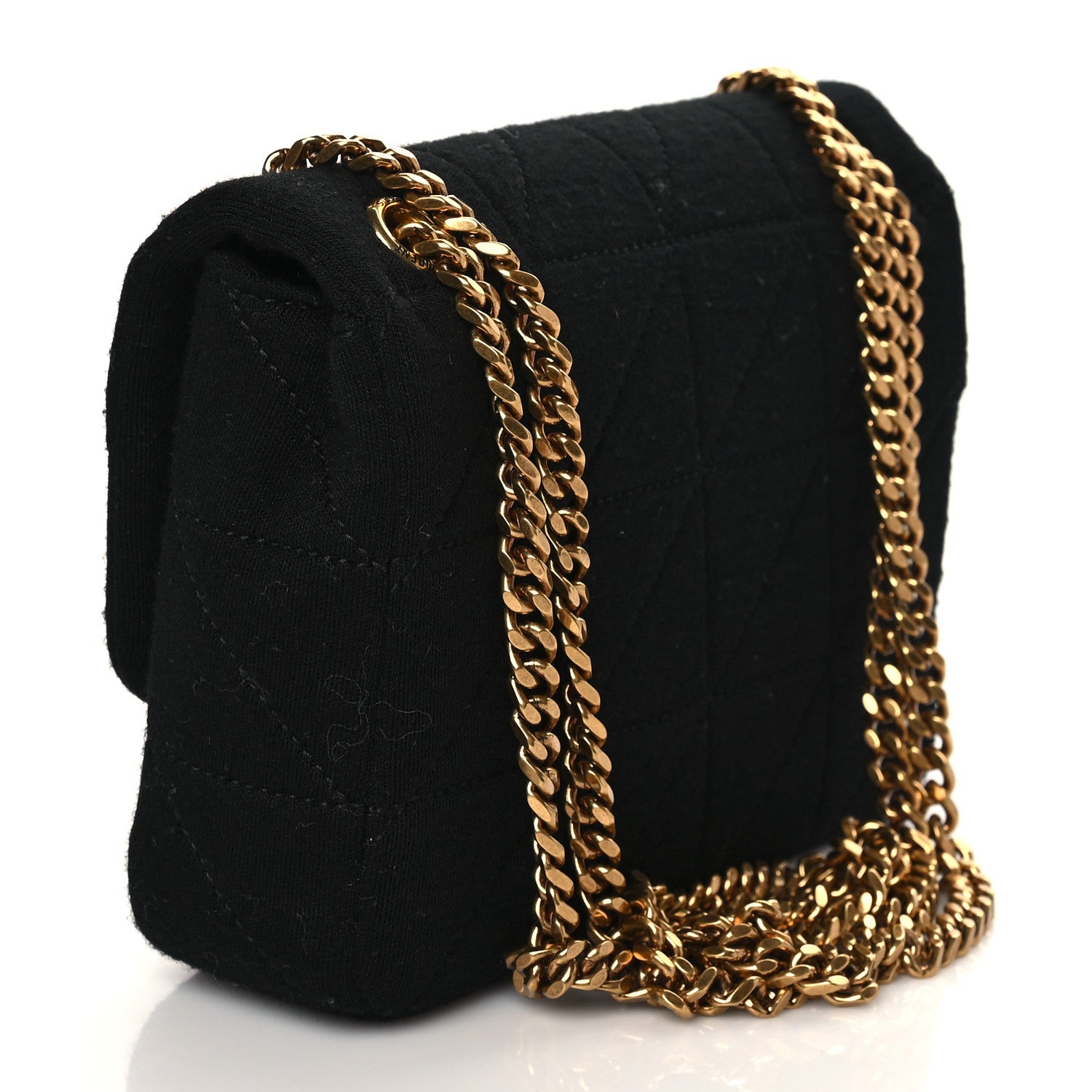Saint Laurent Jersey Wool Patchwork Monogram Medium Jamie Baguette Black 3 of 9
