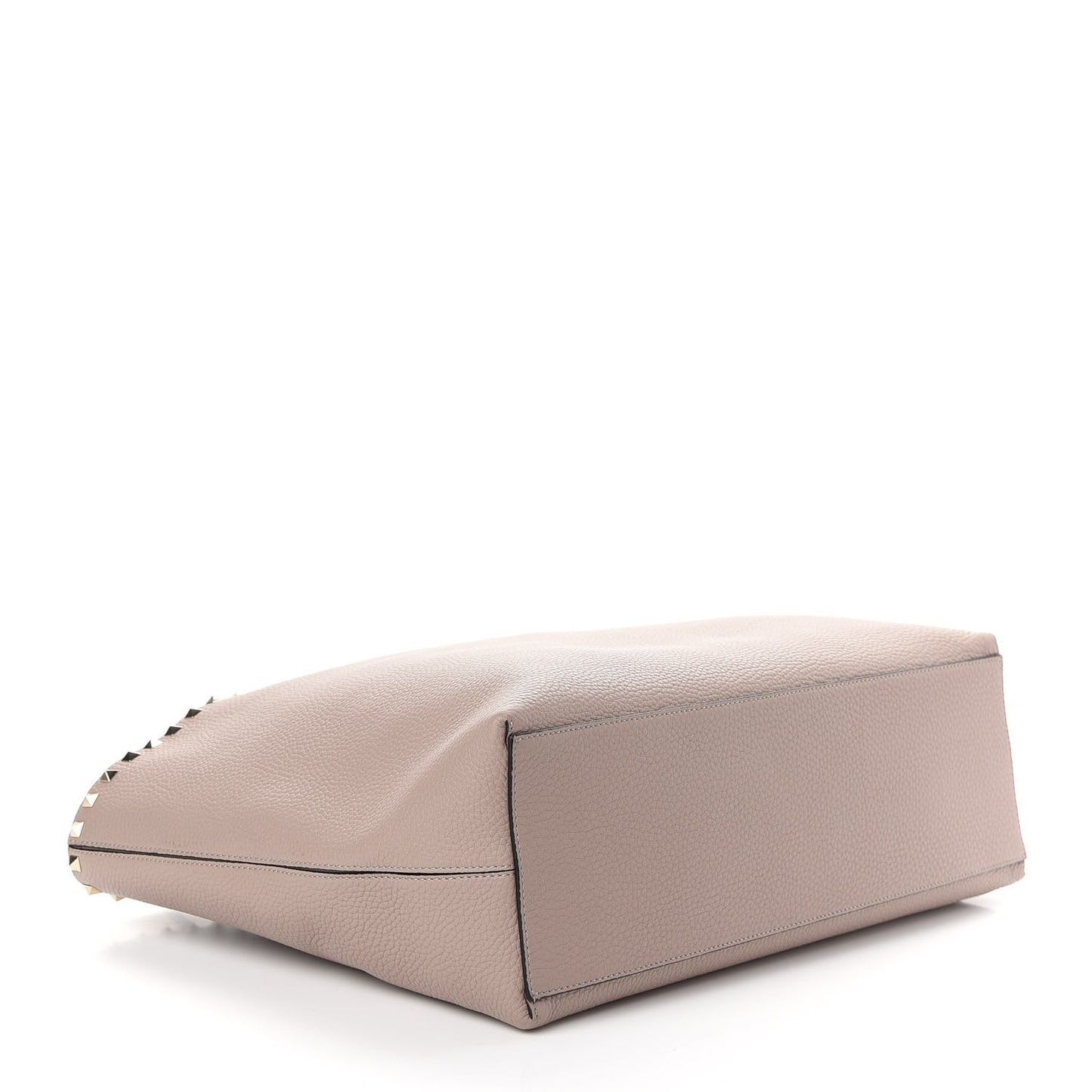 Grained Calfskin Rockstud Shoulder Tote Poudre