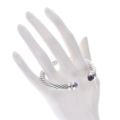 David Yurman Sterling Silver Diamond Amethyst 7mm Cable Classics Bracelet 2 of 6