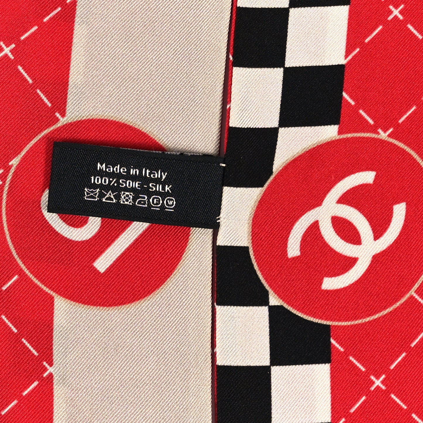 Silk CC Slim Bandeau Scarf Red Light Beige Blue