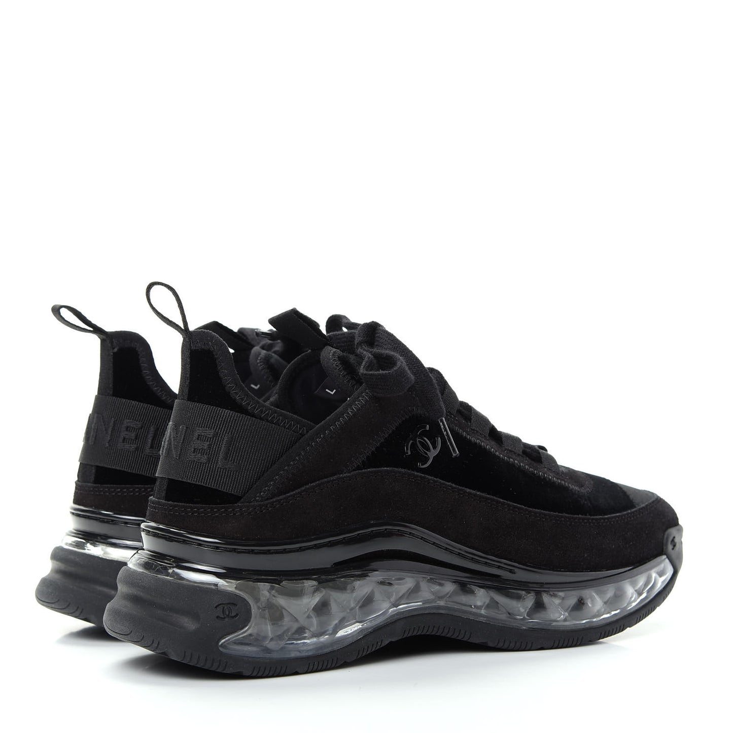 Suede Calfskin Velvet Grosgrain CC Sneakers 37.5 Black
