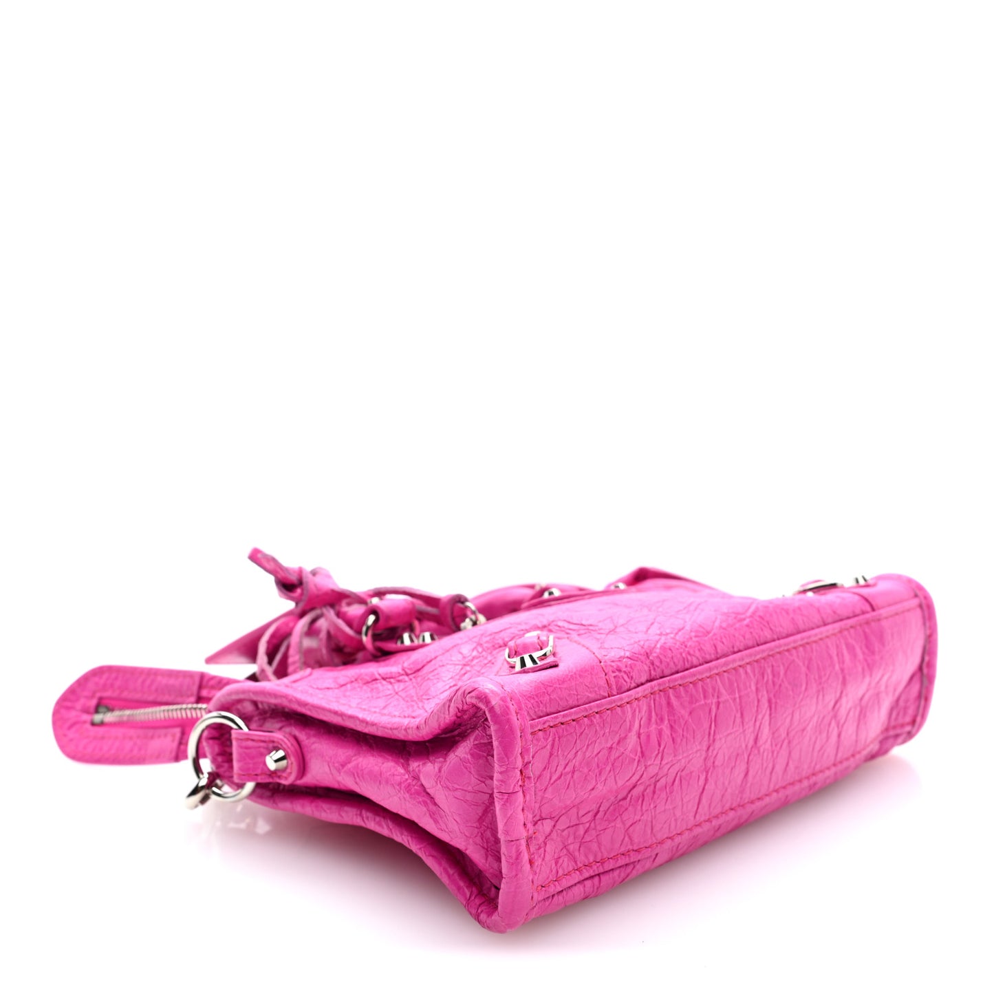 Agneau Classic Silver Hardware Nano City Fuchsia