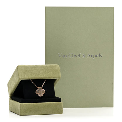 Van Cleef & Arpels 18K Rose Gold Gray Mother of Pearl Vintage Alhambra Pendant Necklace 6 of 6