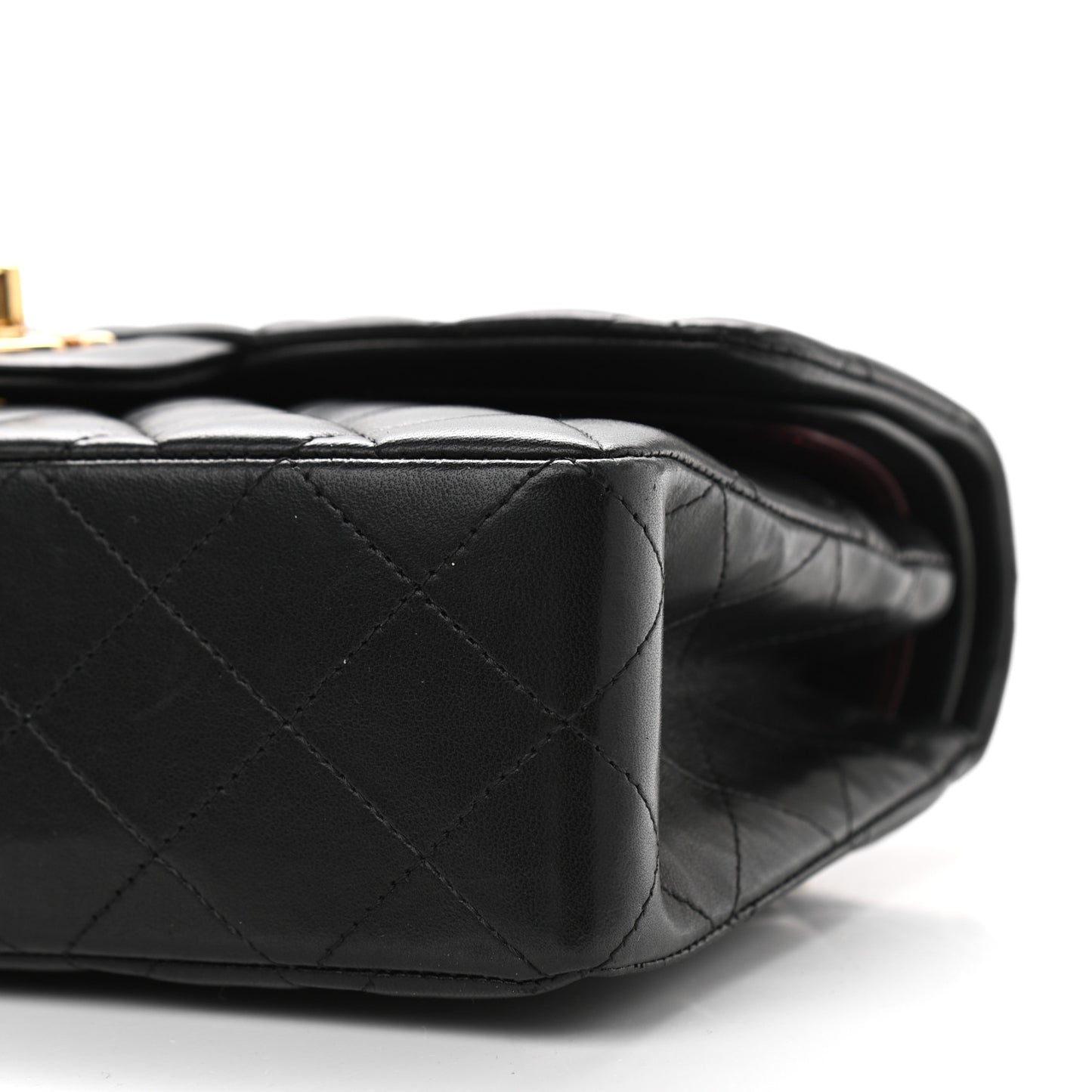 Lambskin Quilted Small Double Flap Black