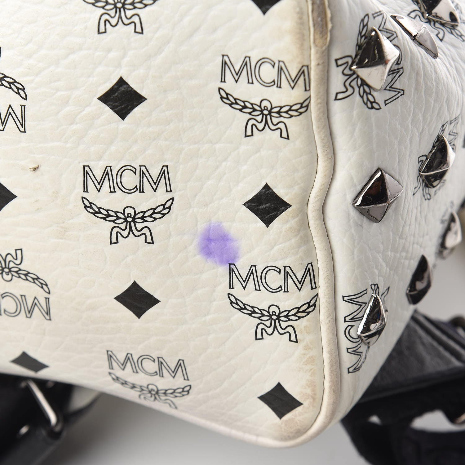 MCM Visetos Studded Medium Stark Backpack White 17 of 17