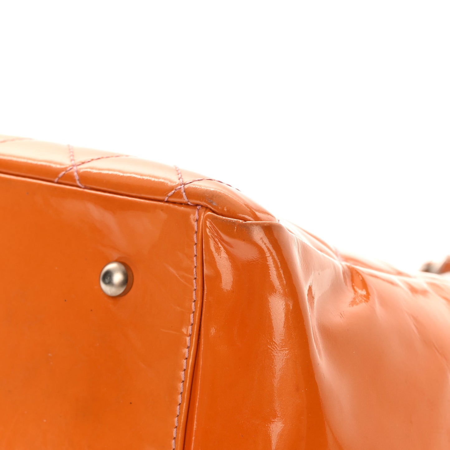 Patent Quilted Petit Timeless Shopping Tote PTT Orange