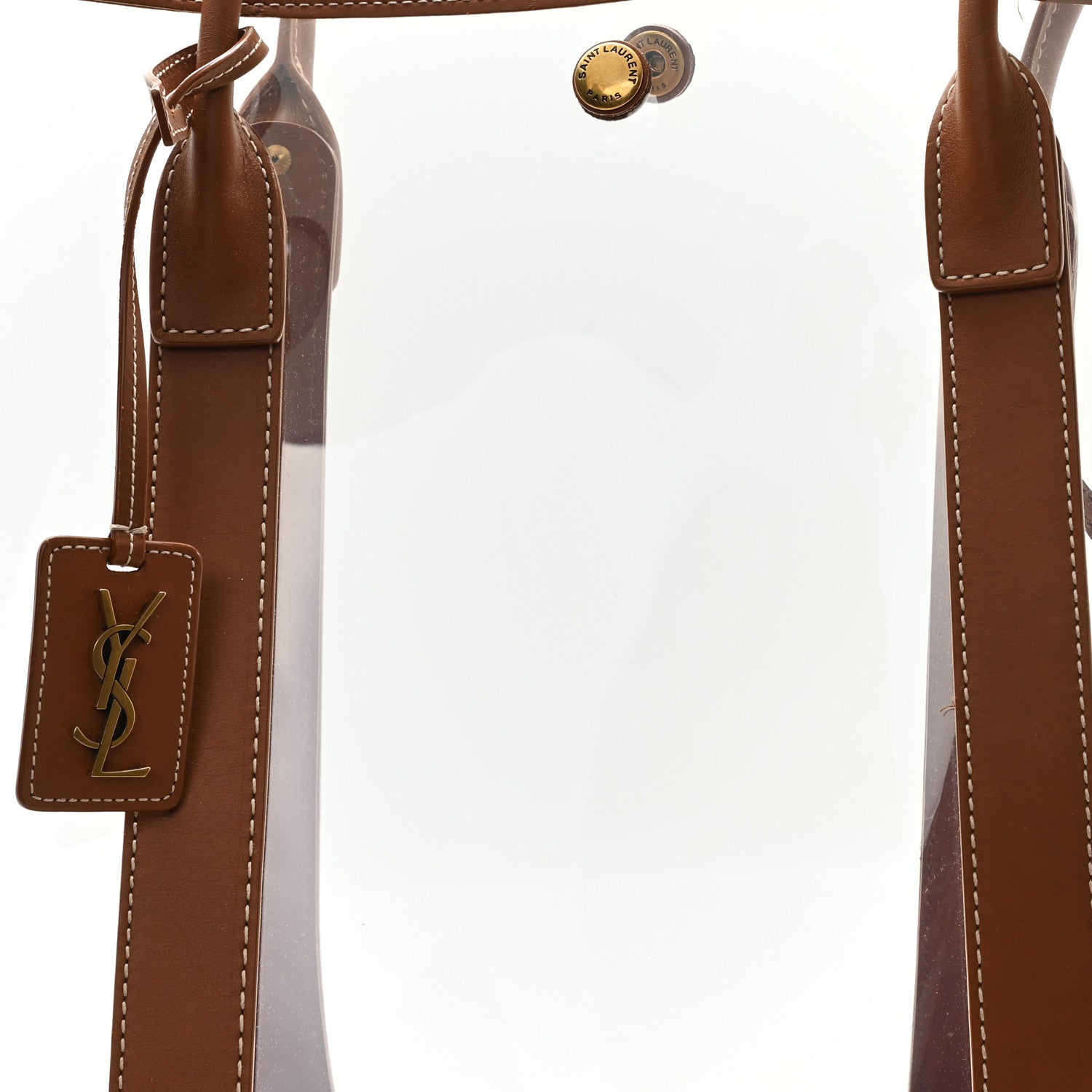 Saint Laurent Calfskin Vinyl Cabas Tote Brown 9 of 11