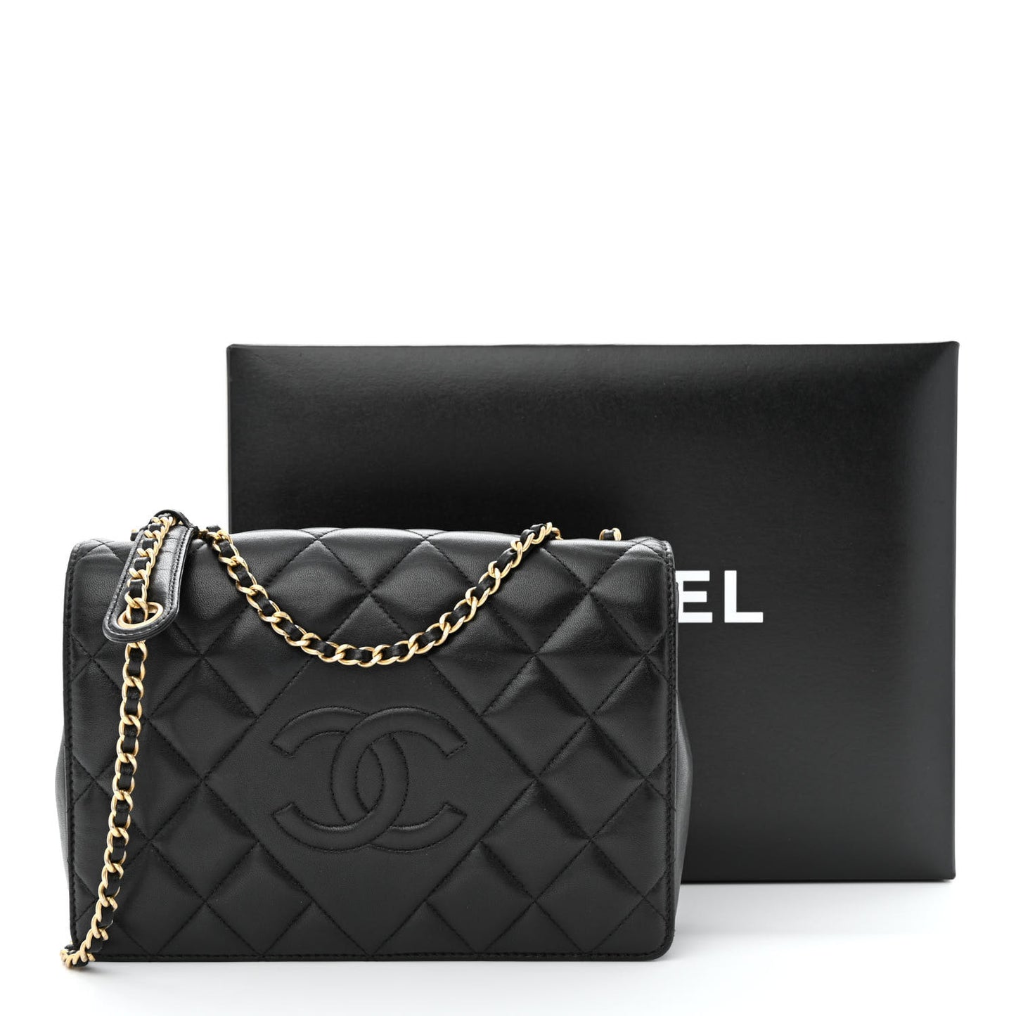 Lambskin Quilted Medium Diamond CC Flap Black