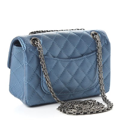 Chanel Metallic Sheepskin Quilted 2.55 Reissue Mini Flap Blue 3 of 10