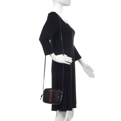 Gucci Calfskin Trapuntata Web Mini GG Shoulder Bag Black 2 of 11