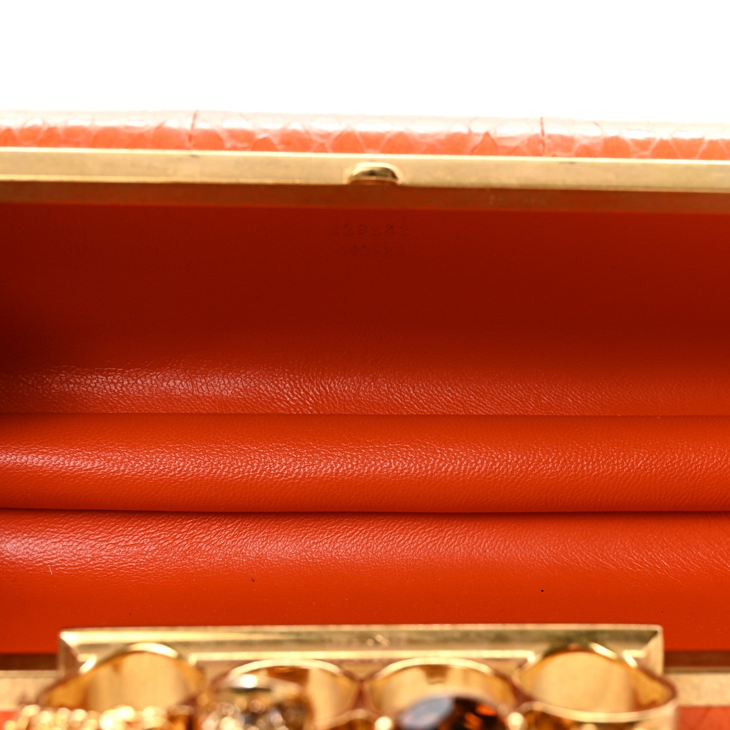 Alexander McQueen Snakeskin Knuckle Box Clutch Orange 5 of 8