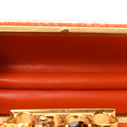 Alexander McQueen Snakeskin Knuckle Box Clutch Orange 5 of 8