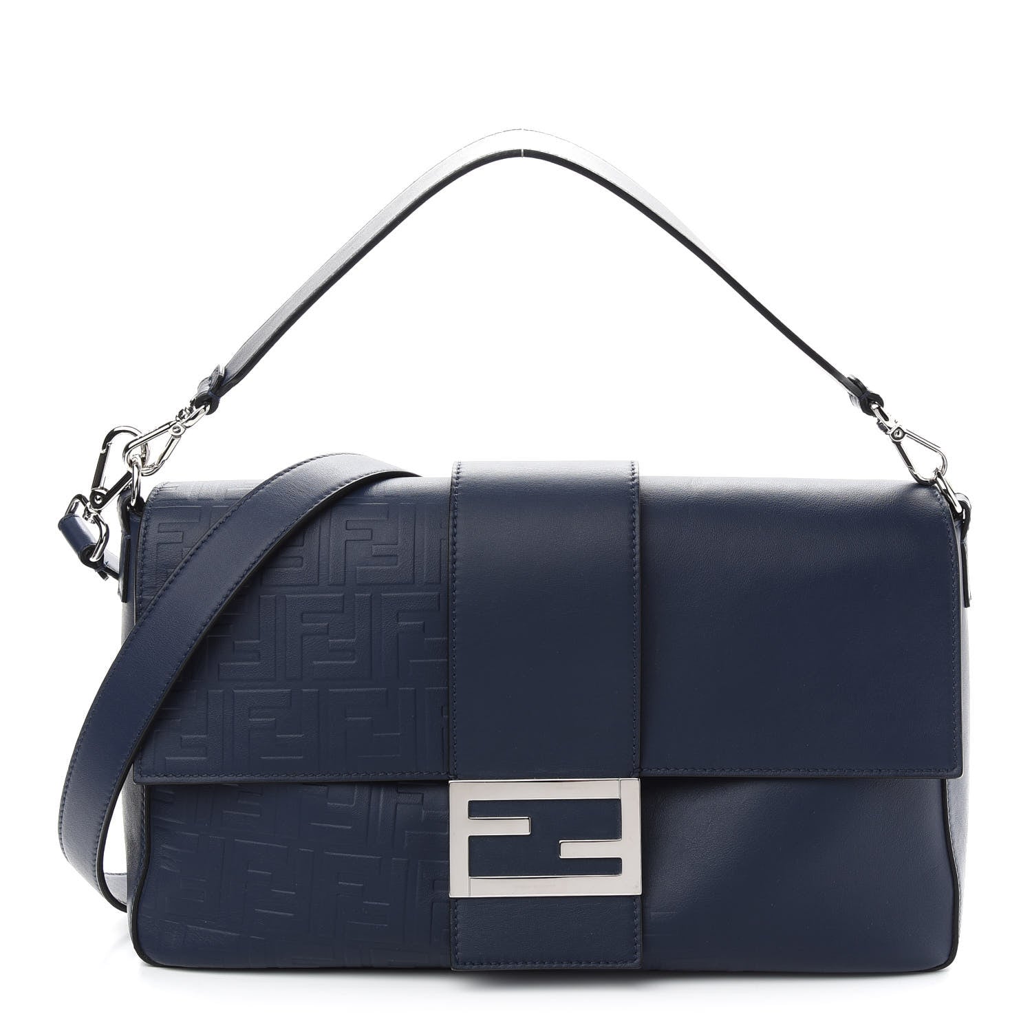 Fendi Vitello Grace FF Gradient Embossed Large Baguette Blueberry 1 of 10