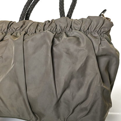 Prada Tessuto Nylon Nappa Braided Top Handle Tote Grey 16 of 16