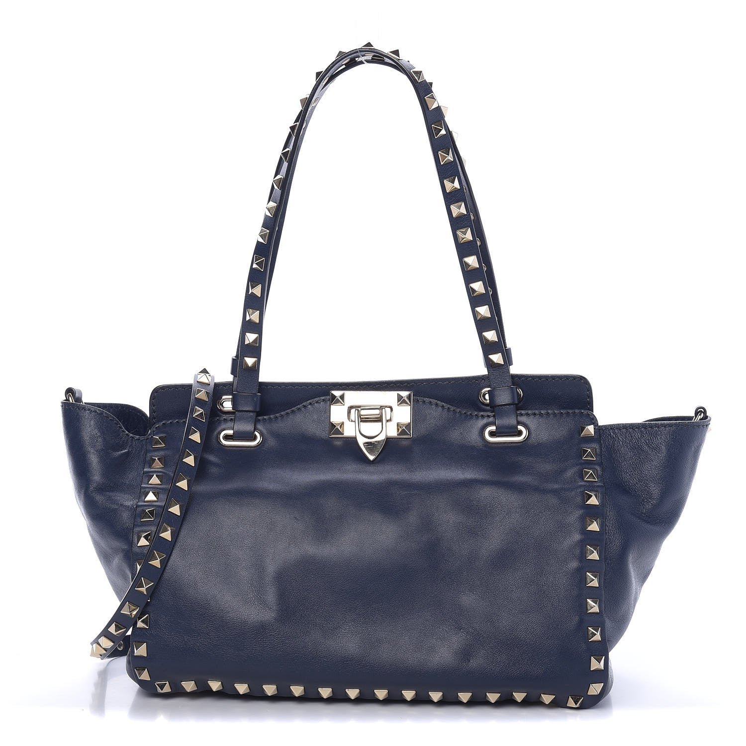 Valentino Garavani Vitello Small Rockstud Tote Marine 1 of 8