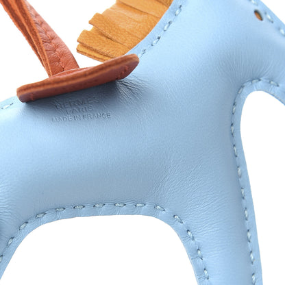 Hermes Milo Lambskin Grigri Rodeo Horse Bag Charm PM Celeste Naturel Bouton D'Or Cornaline 4 of 5