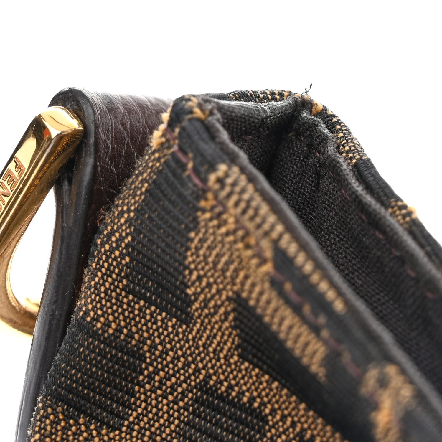 Fendi Zucca Vitello Artic Small Clasp Top Hobo Bag Tobacco Castagna 12 of 13