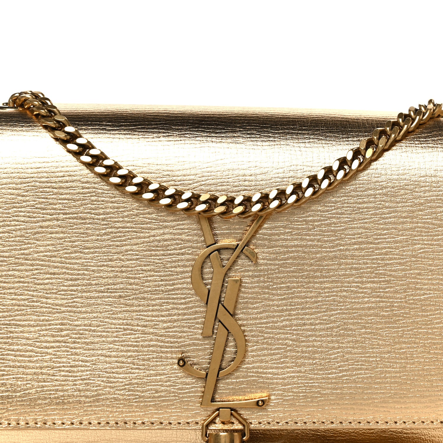 Saint Laurent Metallic Calfskin Small Classic Monogram Kate Tassel Satchel Gold 9 of 11