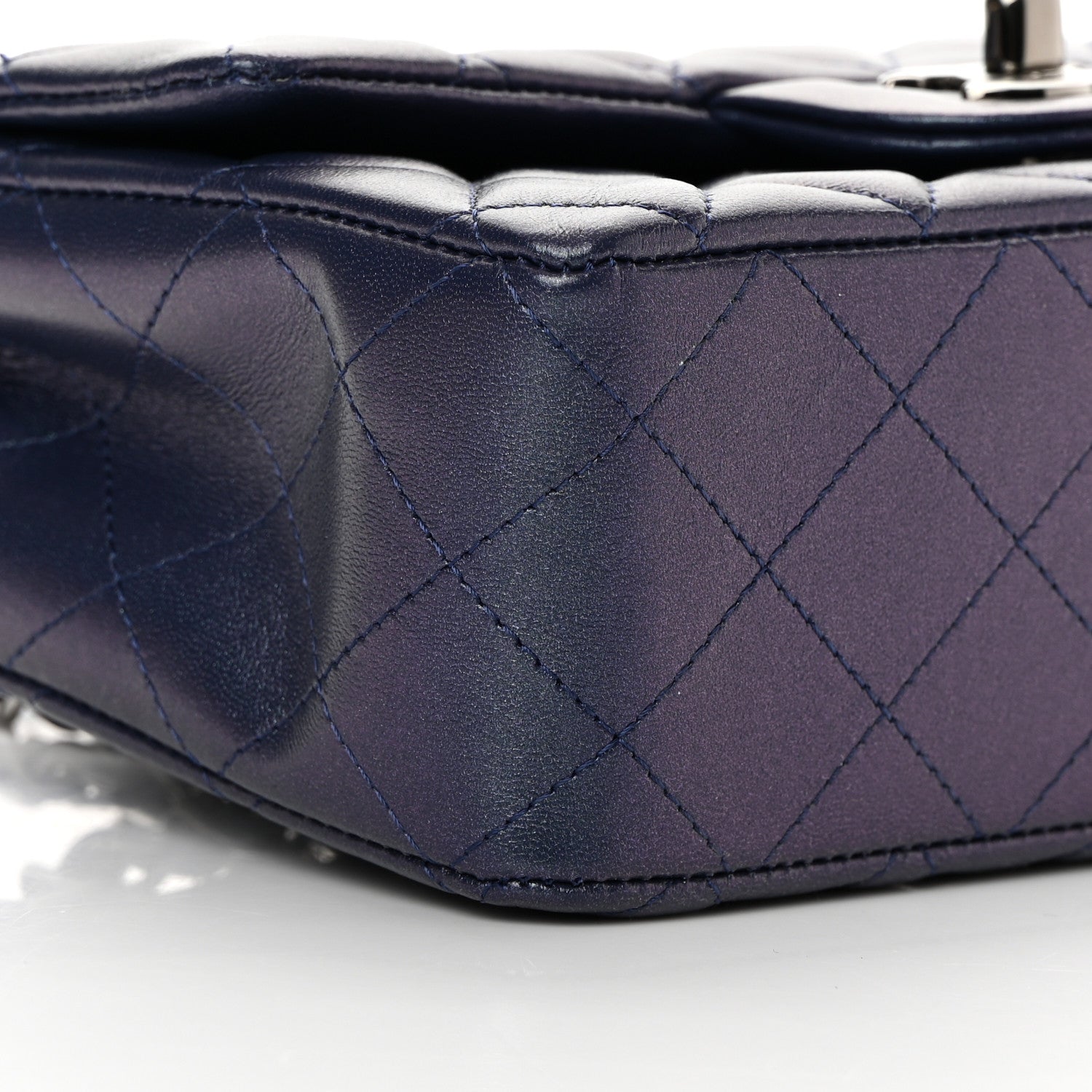 Chanel Iridescent Lambskin Quilted Mini Rectangular Flap Dark Purple 9 of 10