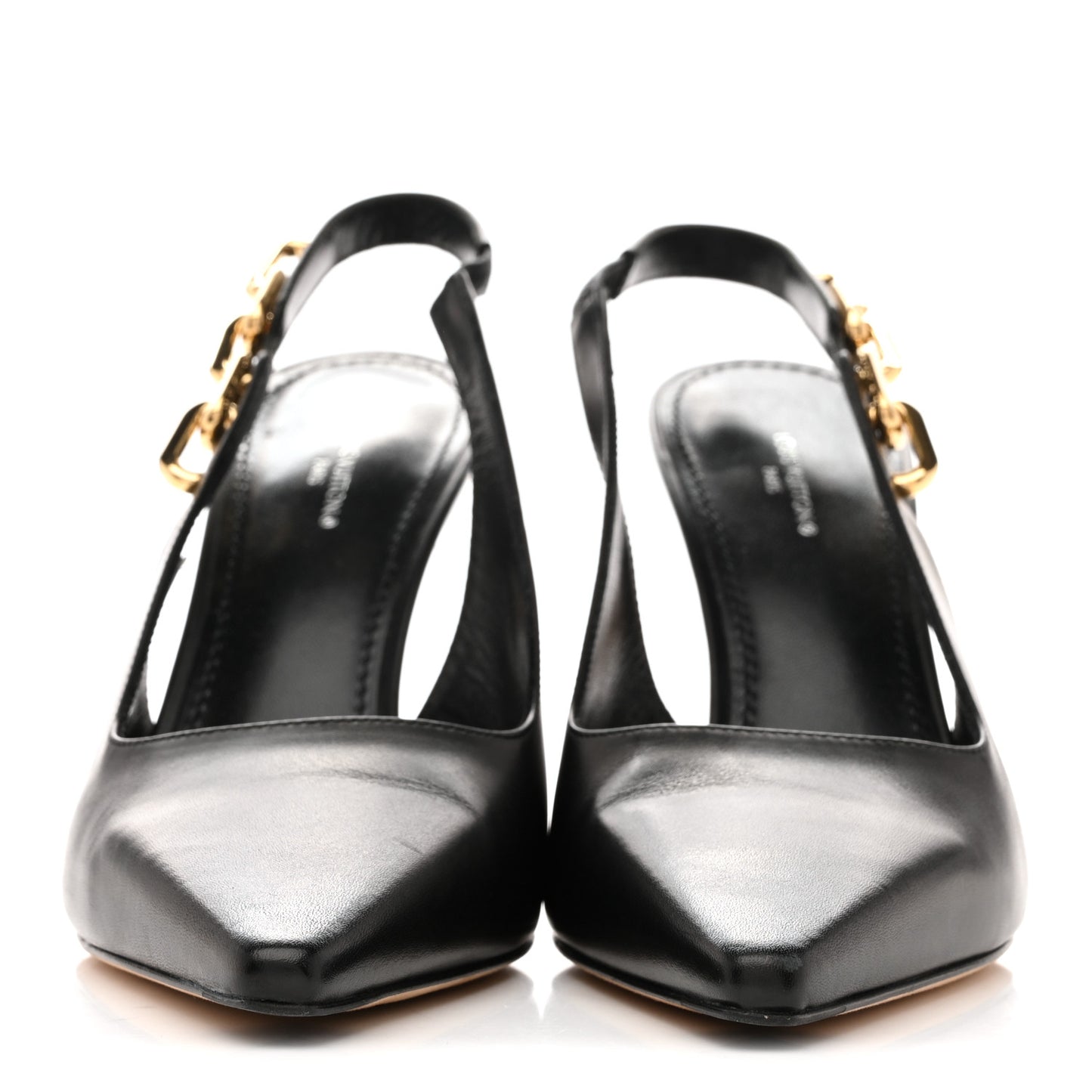 Calfskin Sparkle Slingback Pumps 40 Black