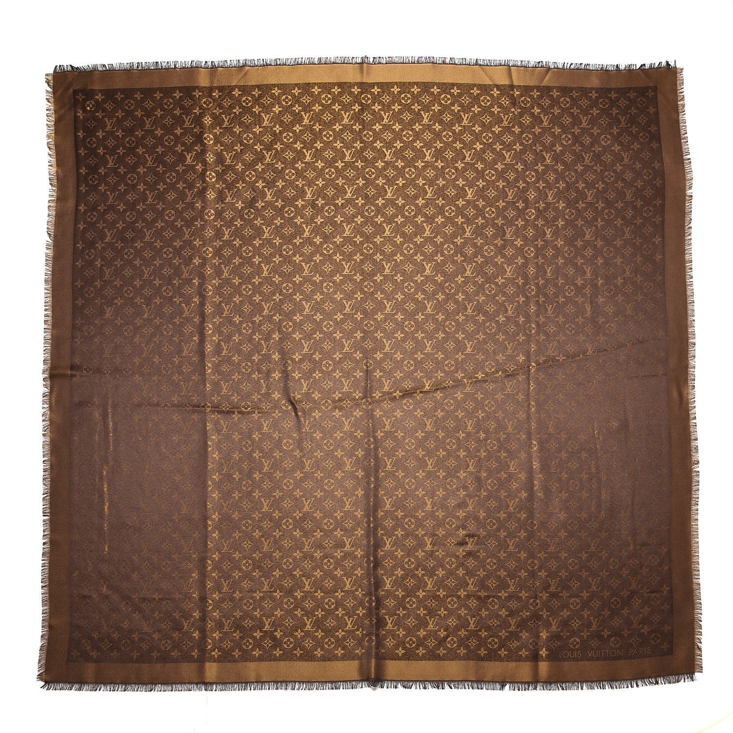 Silk Lurex Wool Monogram Shine Shawl Brown