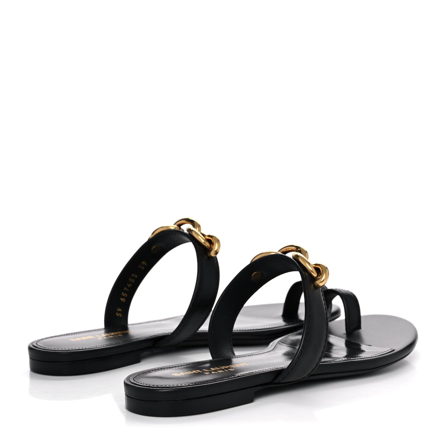 Calfskin Chain Jota Maillon Sandals 39 Black