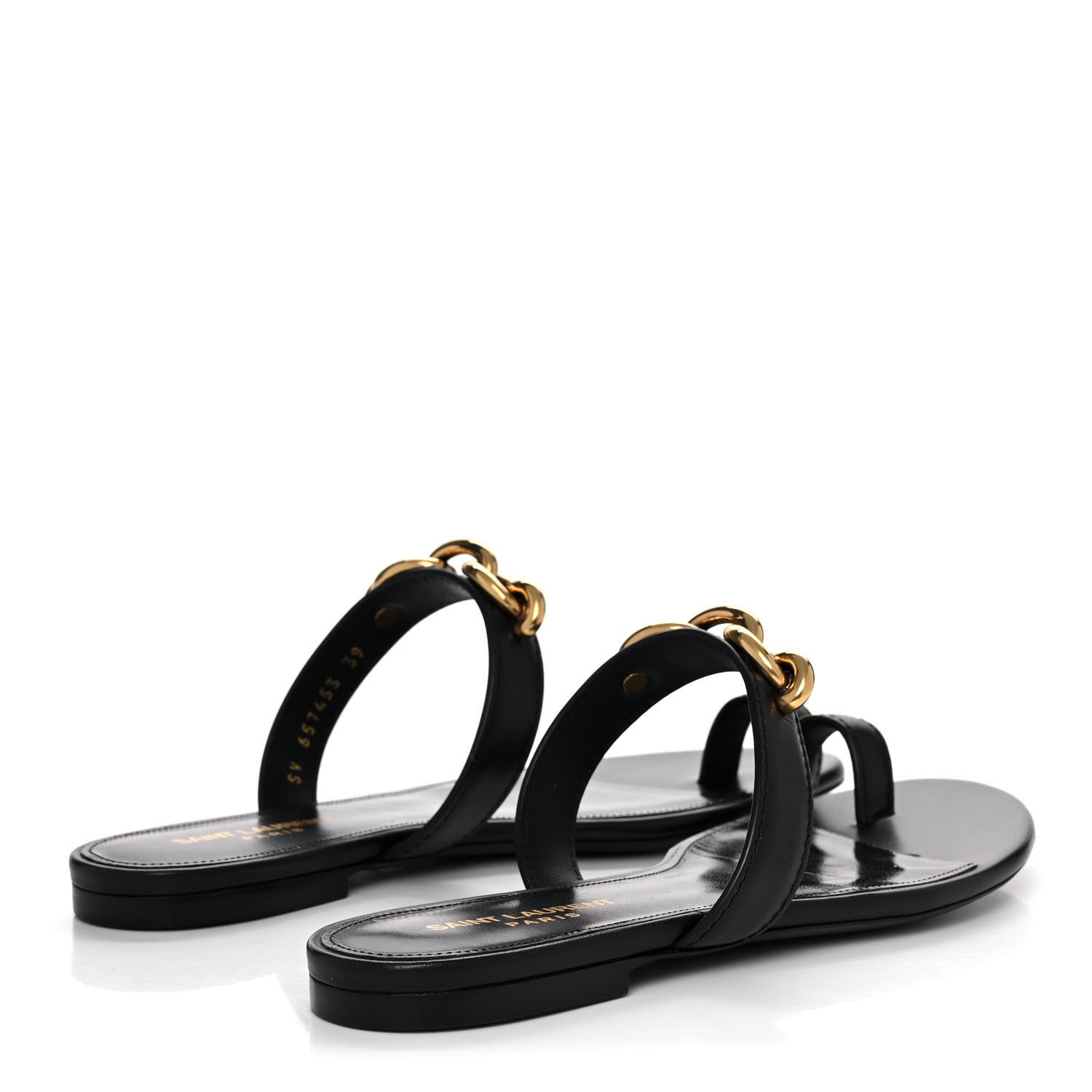 Saint Laurent Calfskin Chain Jota Maillon Sandals 39 Black 4 of 9