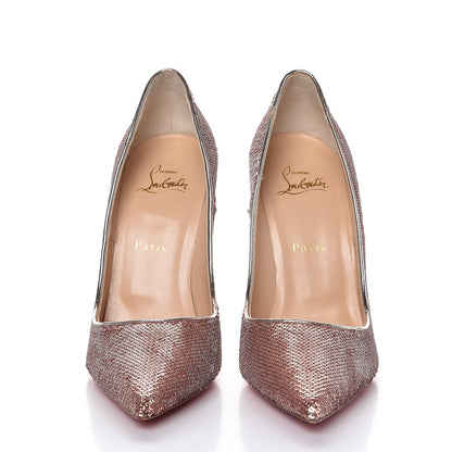 Christian Louboutin Canvas Sequin So Kate 120 Pumps 38.5 Nude 2 of 13