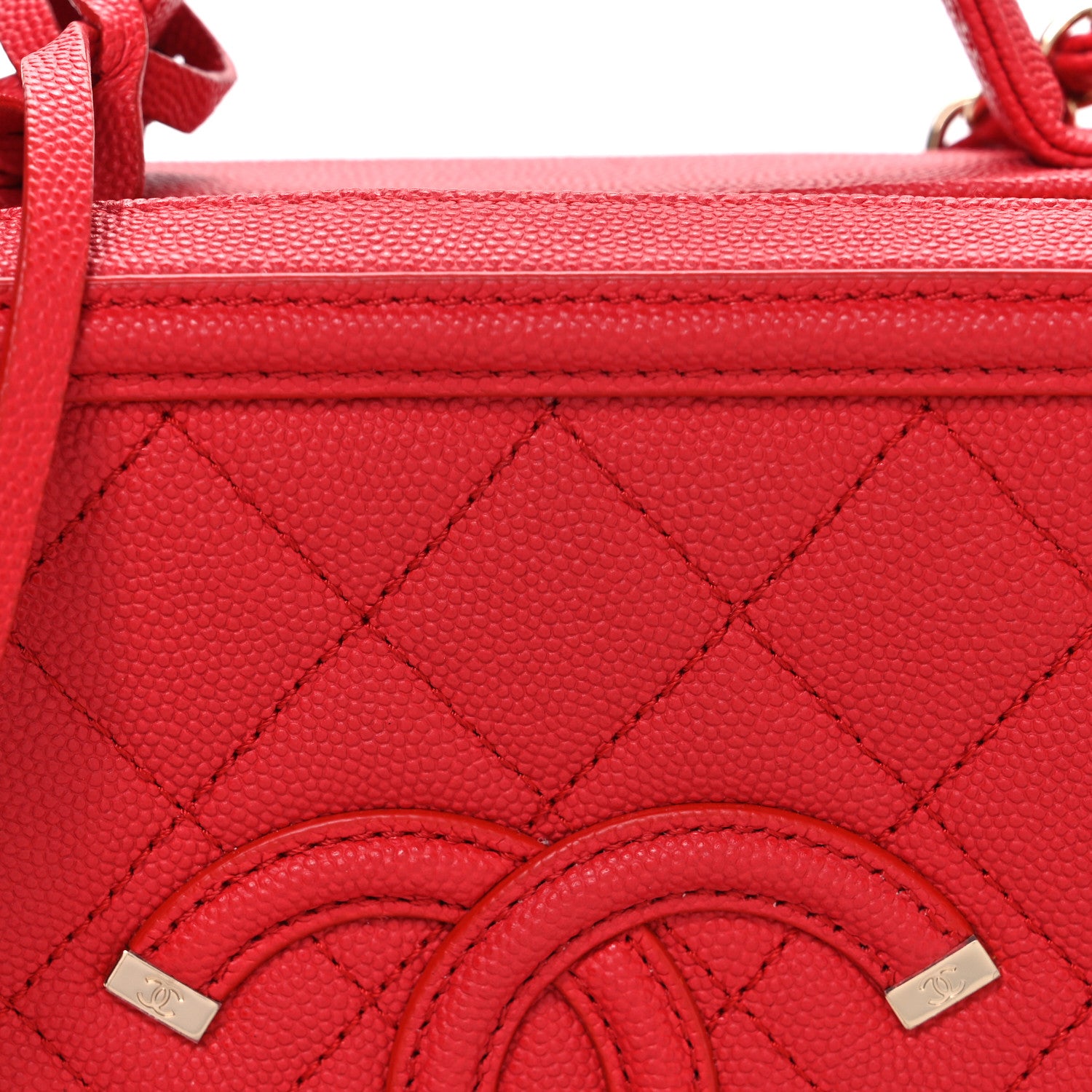Chanel Caviar Quilted Medium CC Filigree Vanity Case Red 8 of 10