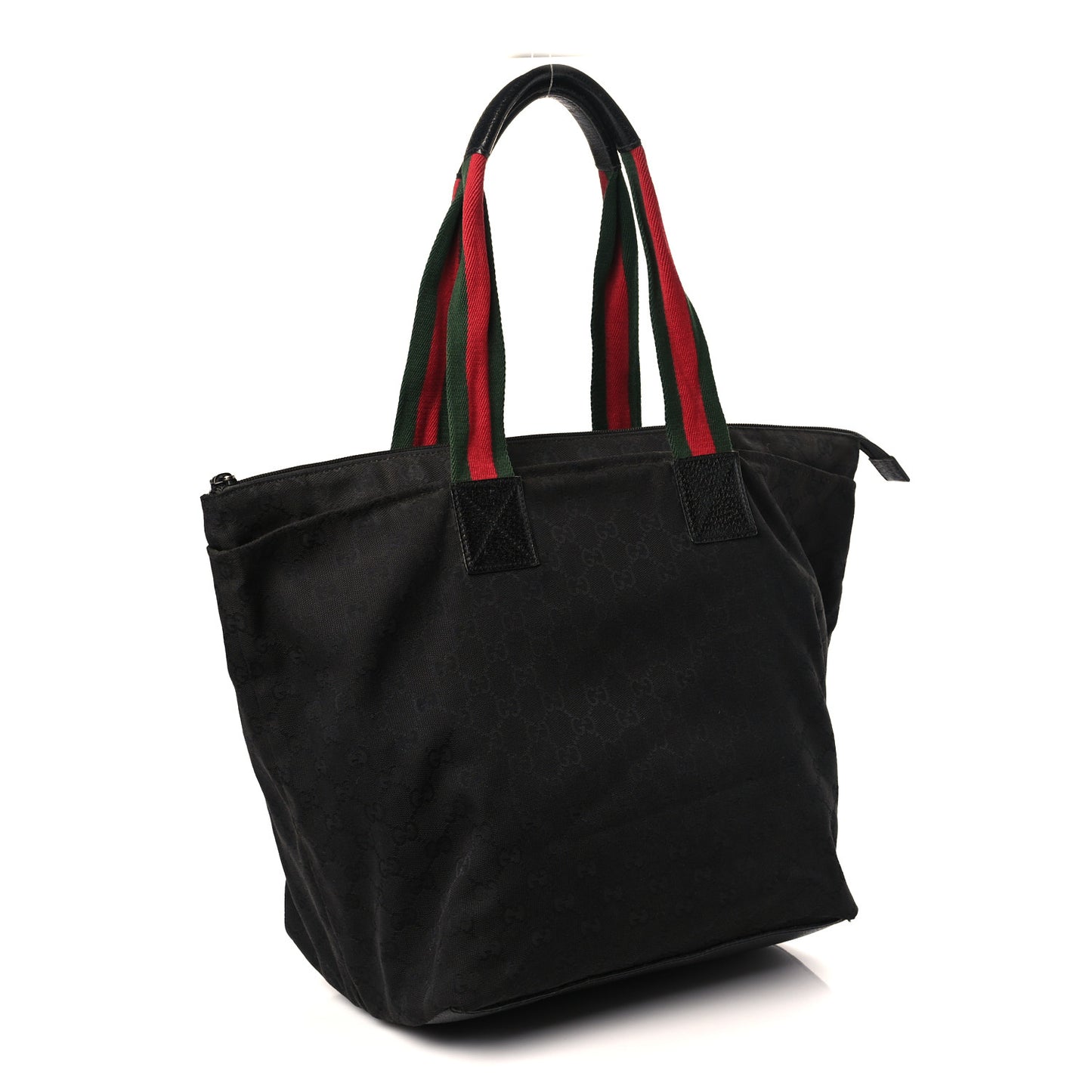 GG Monogram Large Web Handle Bucket Tote Black