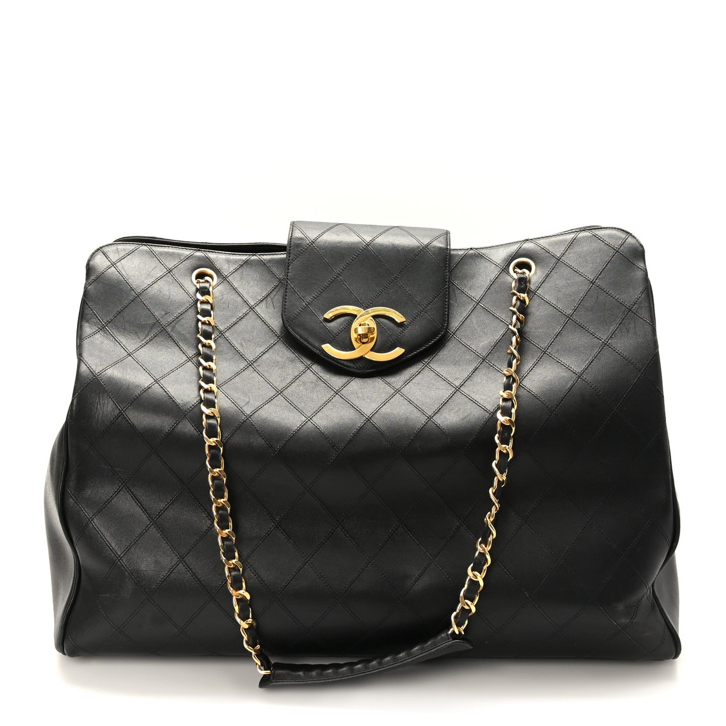 Calfskin Stitched XL Weekender Black