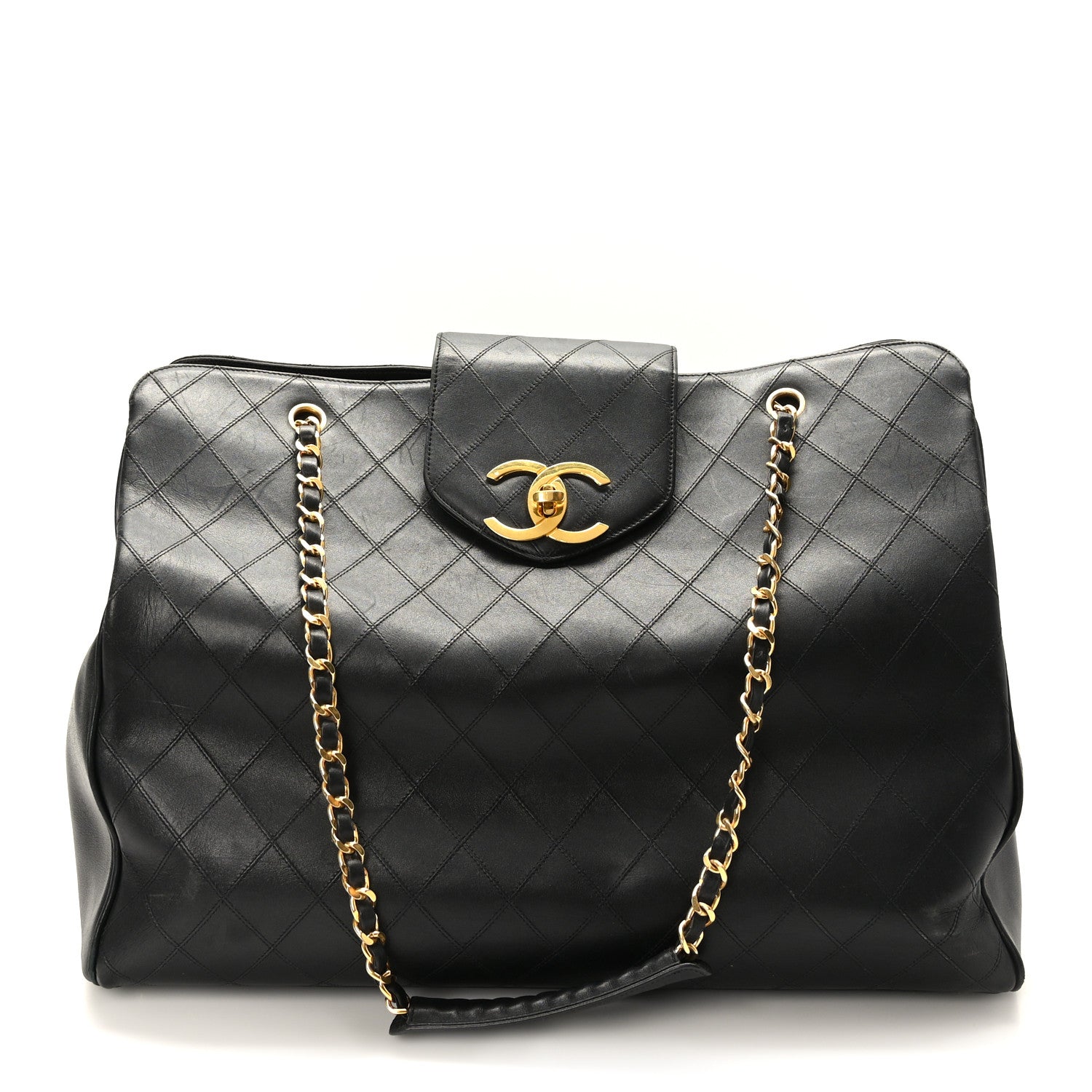 Chanel Calfskin Stitched XL Weekender Black 1 of 12