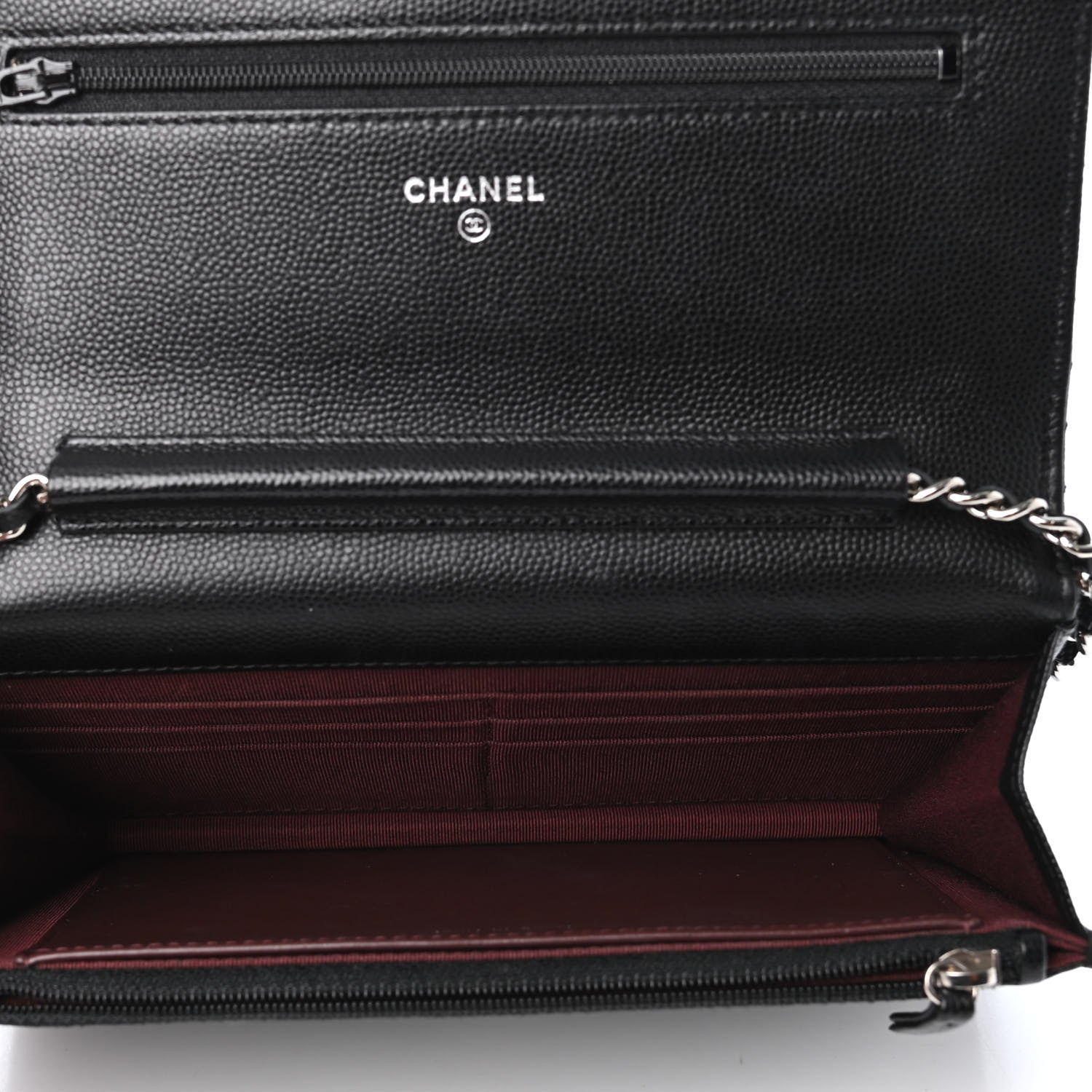 Chanel Caviar Chevron Quilted Wallet On Chain WOC Black 4 of 4