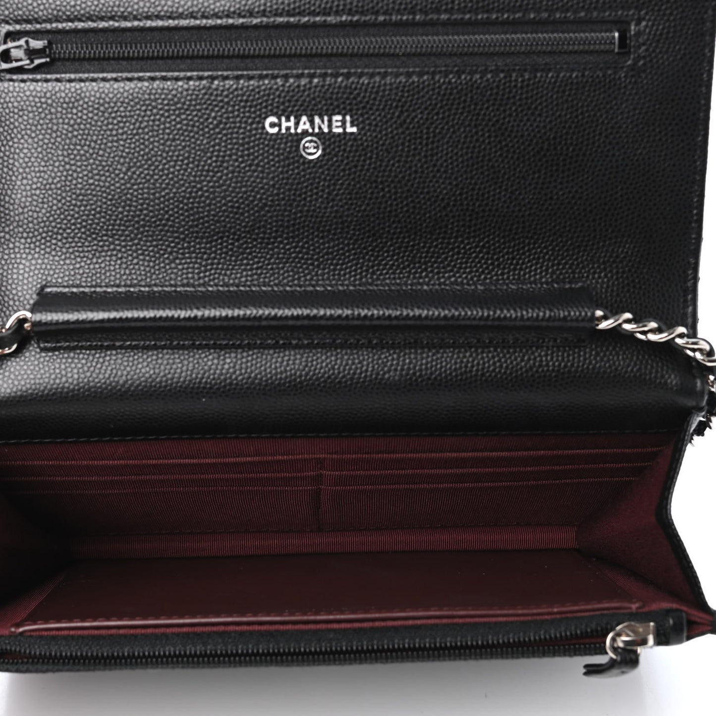 Caviar Chevron Quilted Wallet On Chain WOC Black