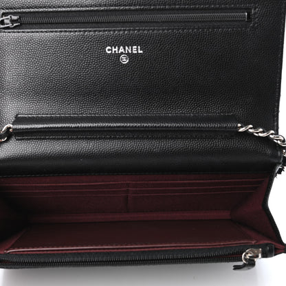 Chanel Caviar Chevron Quilted Wallet On Chain WOC Black 4 of 4