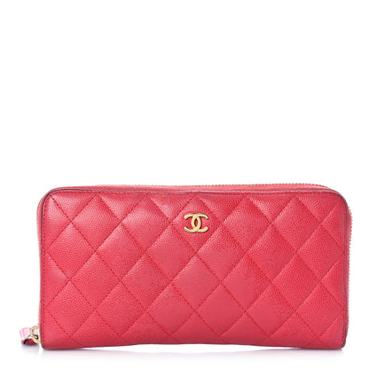 Chanel Caviar Quilted Large Gusset Zip Around Wallet Fuchsia 1 of 22