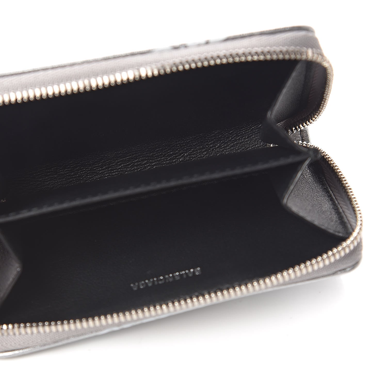 Balenciaga Metallic Calfskin Losange Monogram Everyday Zip Around Card Case Silver Black White 5 of 8