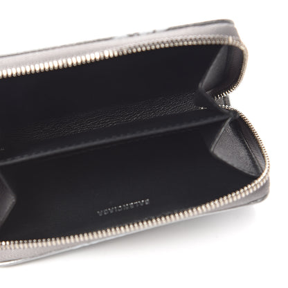 Balenciaga Metallic Calfskin Losange Monogram Everyday Zip Around Card Case Silver Black White 5 of 8