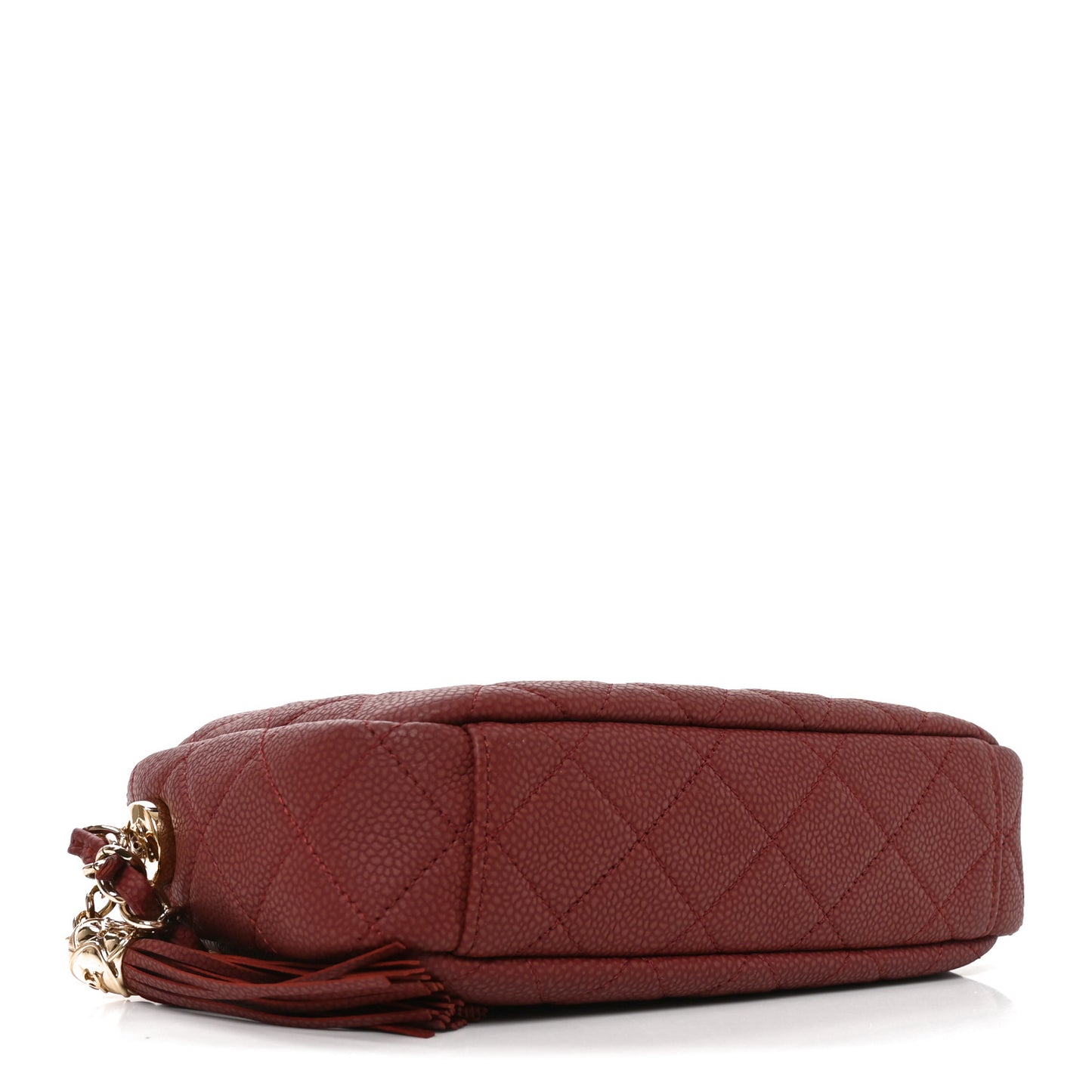 Caviar Quilted Medium Coco Tassel Camera Case Burgundy