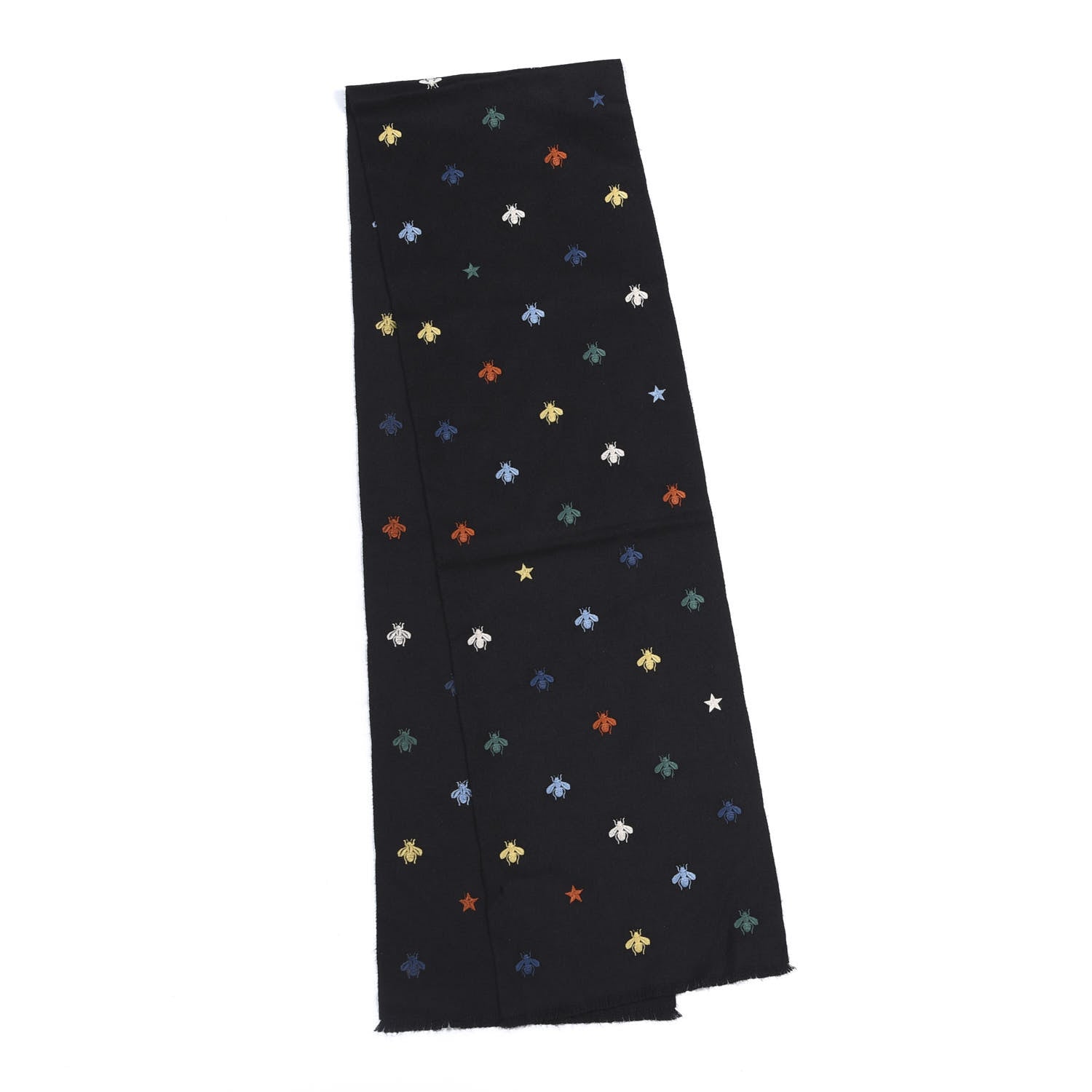 Gucci Silk Cashmere Bee Stardust Scarf Black 2 of 4