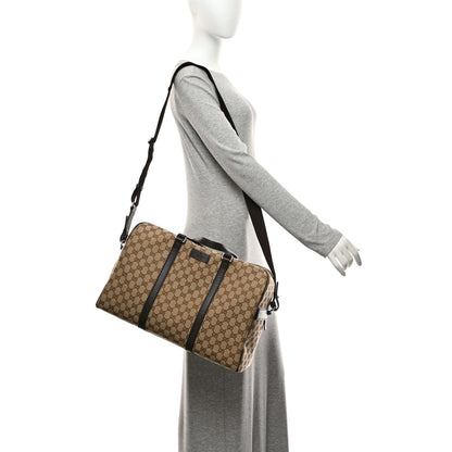 Gucci Monogram Dollar Calfskin Boston Duffle Bag Beige Ebony Testa di Moro Marrone Scuro 2 of 11