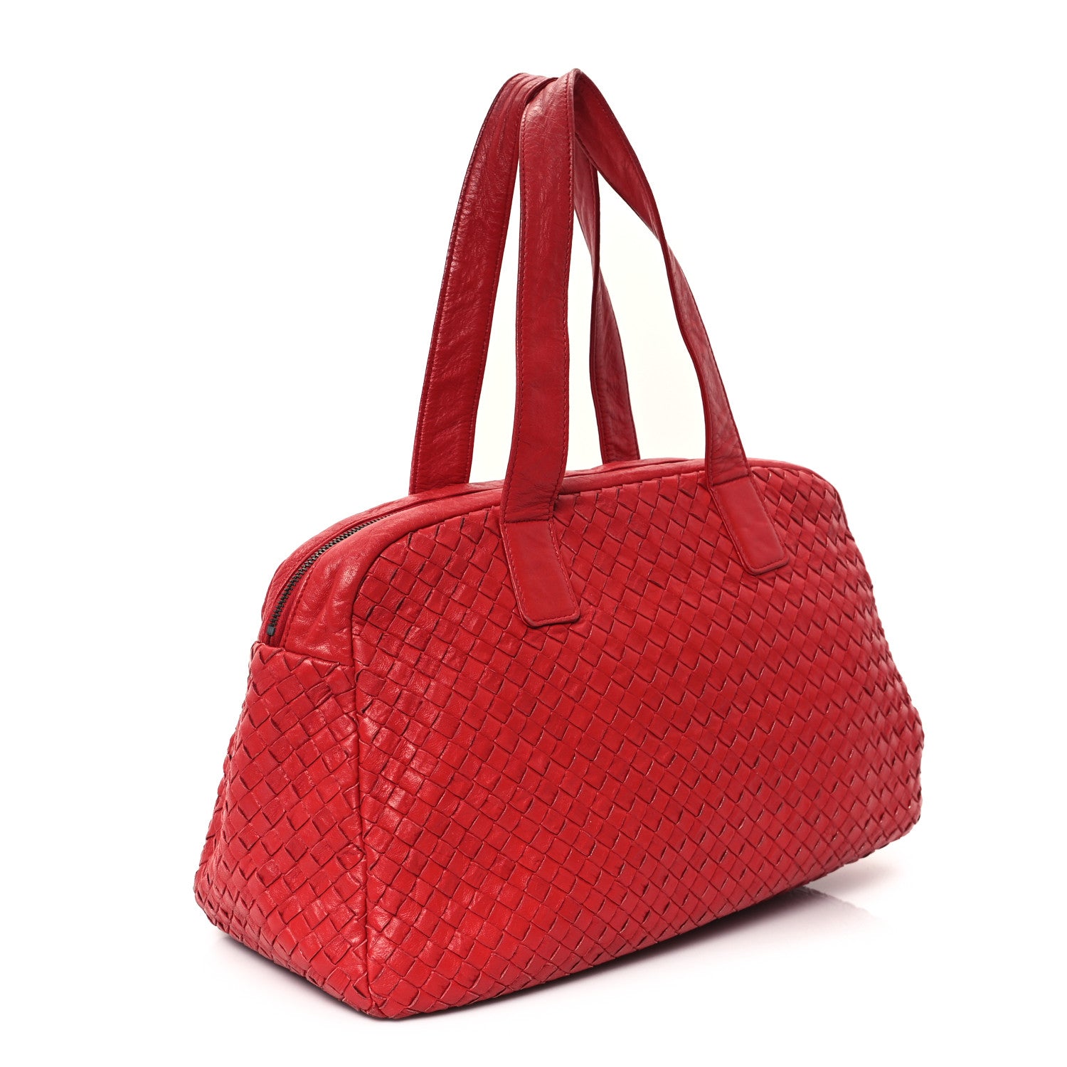 Bottega Veneta Nappa Intrecciato Boston Bag Carmine 3 of 11