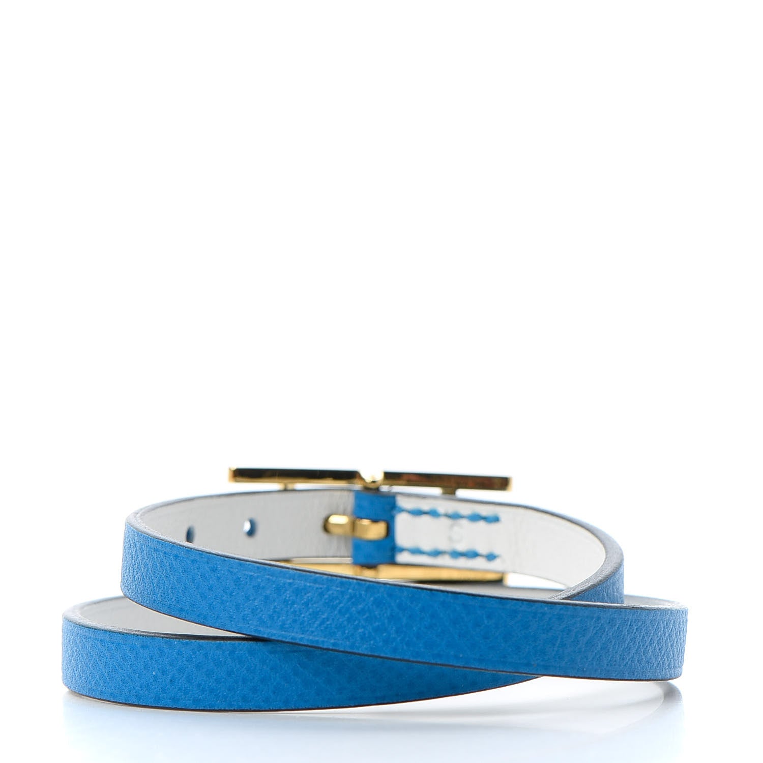Hermes Epsom Behapi Double Tour Bracelet Bleu Zanzibar White 3 of 5