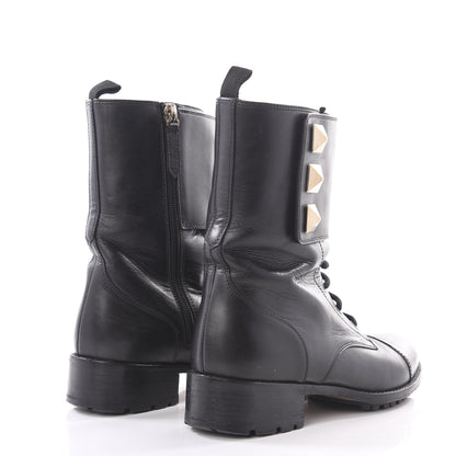 Valentino Garavani Calfskin Macro Rockstud Combat Boots 36.5 Black 4 of 10