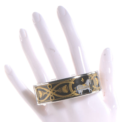 Hermes Enamel Printed Wide Grand Apparat Bracelet 65 Black 2 of 5