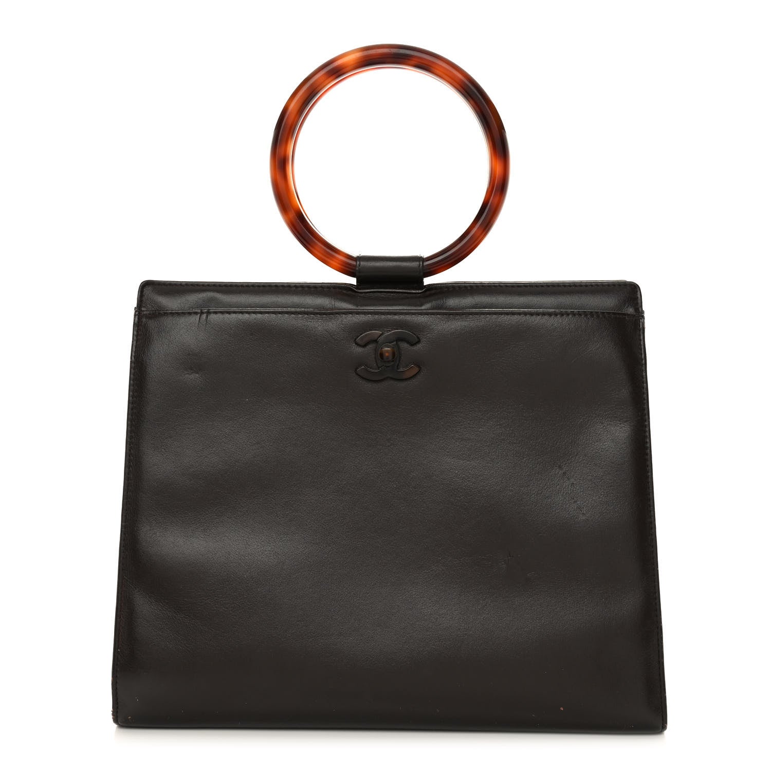 Chanel Lambskin CC Tortoise Top Handle Tote Brown 1 of 16
