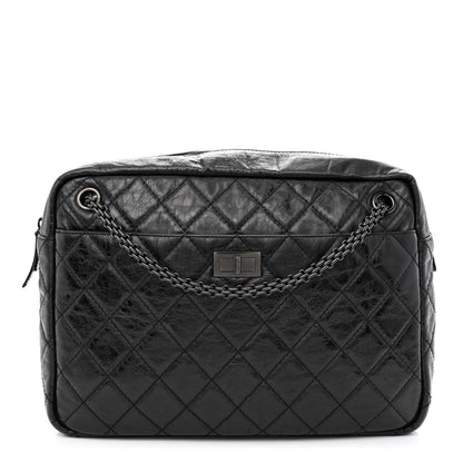 Chanel Metallic Aged Calfskin Quilted Large Reissue Camera Case Black 1 of 9
