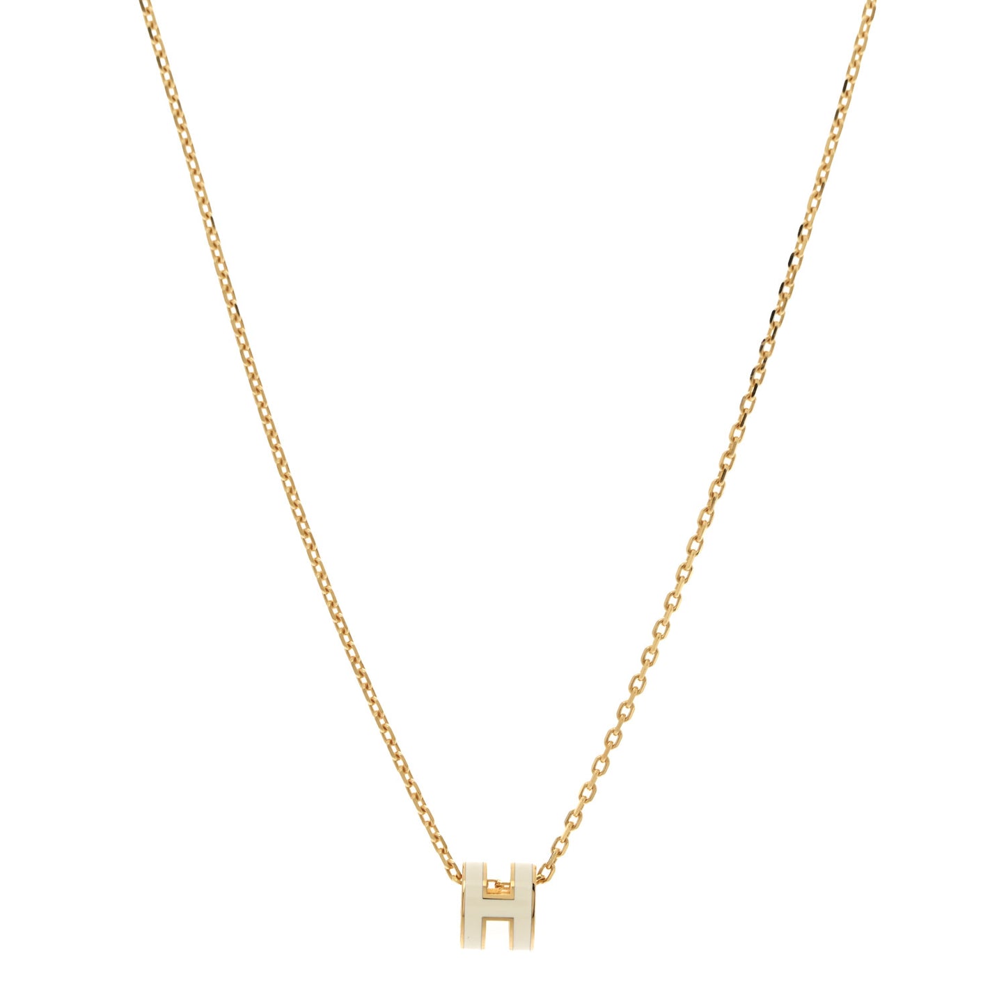 Lacquered Gold Mini Pop H Pendant Necklace White